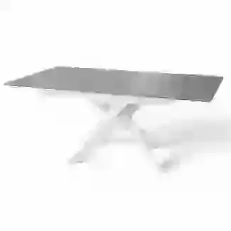 Light Grey Marble Effect Ceramic/Glass Extending Table & Chair set 160cm 